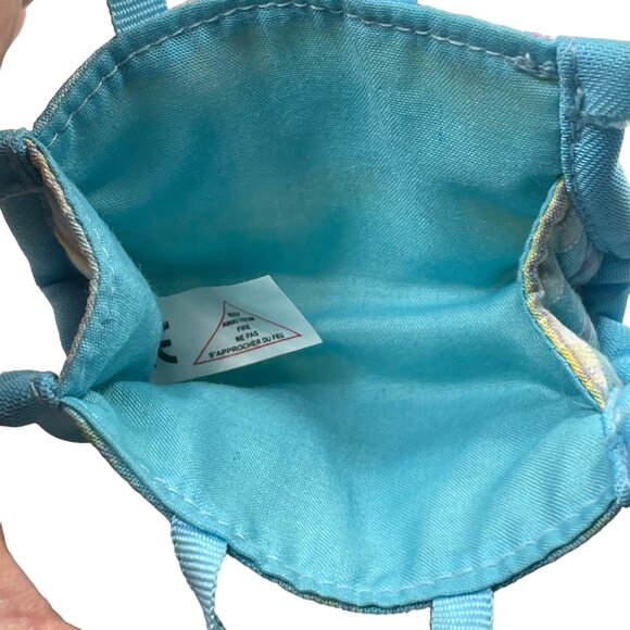 Vintage Ty Plaid Mini Tote Bag For Dolls Or Small Pets Blue & Yellow Fabric - Picture 3 of 5